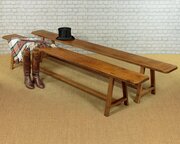 Pair Of Long Oak Refectory Benches