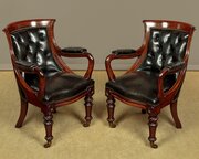 Pair Of Mahogany & Leather Library Chairs C.1830