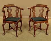 Pair of Oak Corner Armchairs c1900