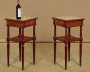 Pair Of Oak & Marble Top Lamp Tables C.1900
