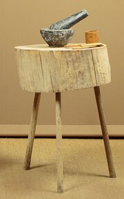 Primitive Elm Stick Leg Chopping Block Side Table