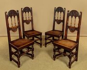 Set of Four 17thc Style Oak Dining Chairs