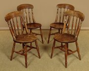Set Of Four Elm Seat Kitchen Dining Chairs C.1890
