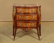 Small Marquetry Inlaid Marble Top Commode C.1930