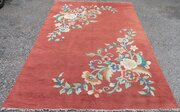 Antique Art Deco Peach Ground Chinese Rug Carpet