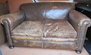 Art Deco Leather Club Settee Sofa.