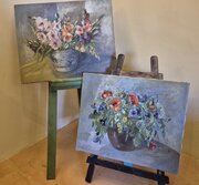 Pair Danish Ingeborg Dubois Floral Oils On Canvas