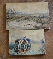 Pair Dutch Miniature Oil On Board Cornelias Naar