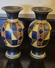Pair Incredibly Rare Gouda Luka  Geometric Vases