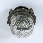 1910s Bronze  Hand Cut Crystal Ceiling Light
