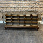 1920s Brass And Mahogany Counter With Oak Interior