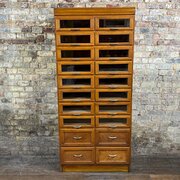 1950s Tall Oak Haberdashery Cabinet