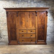19th Century Mahogany Linen Press Housekeepers Cu