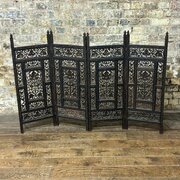 Early 20th Century Carved Hardwood Folding Screen