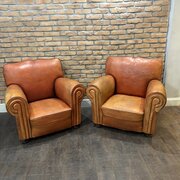 Pair Of Vintage French Leather Club Chairs