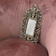 Victorian Cast Brass Wall Mirror With Mask Crest
