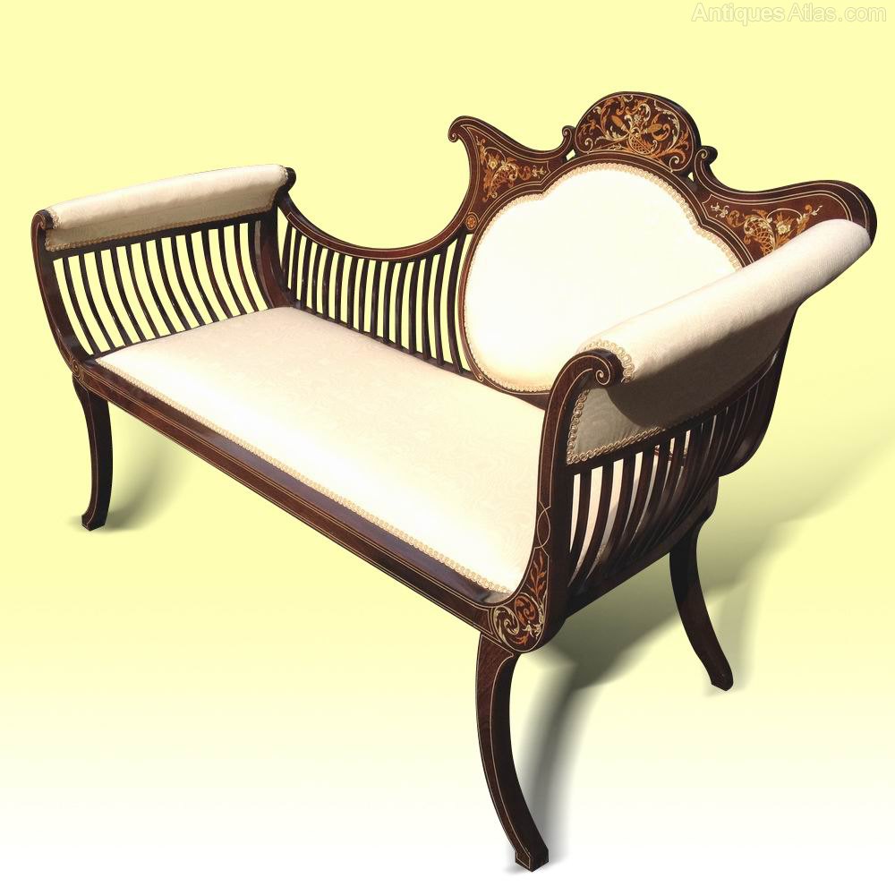 Magnificent Antique Inlaid Mahogany Settee Antiques Atlas