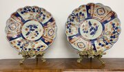 Pair Of Large Escalloped Edge Antique Imari Plates