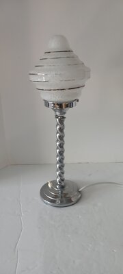 Original Art Deco Candy Twist Chrome Table Lamp