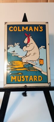 Vintage Colmans Mustard Enamel Sign