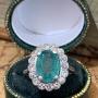 Art Deco 2.1ct Emerald and Diamond Platinum Ring