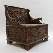 19th Century Burmese Anglo-Indian Carved Hall Seat