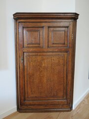 Georgian Oak Panelled Wall Hanging Corner Cupboard 