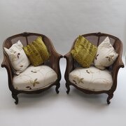Pair Of 19th Century French Bergere Rattan Lounge Chairs 