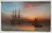 W Crawhall – Oil On Board – Battle Ship 1868