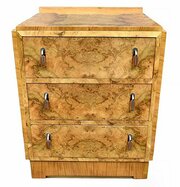 Art Deco Bleached Blonde Walnut Chest Of Drawers