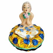 Art Deco Ceramic Powder Box Bowl, French , C1930