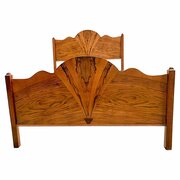 Art Deco Fan Shaped Walnut Double Bed, 1930