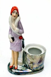 Art Deco Flapper Girl Figurine Powder Box