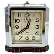 Art Deco French Chrome & Bakelite Clock By Jaz,