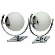 Art Deco Glass & Chrome Pair Of Wall Lights