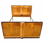 Art Deco Satinwood & Macassar Blonde Double Bed
