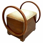 Art Deco Walnut Dressing/ Piano Stool With Storage