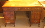 Pretty late Victorian walnut pedestal desk