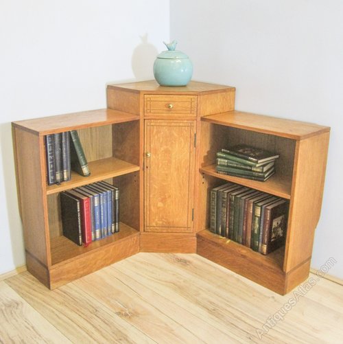 Heals Oak Art Deco Corner Bookcase Antiques Atlas