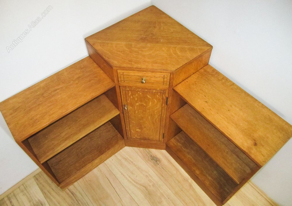 Heals Oak Art Deco Corner Bookcase Antiques Atlas
