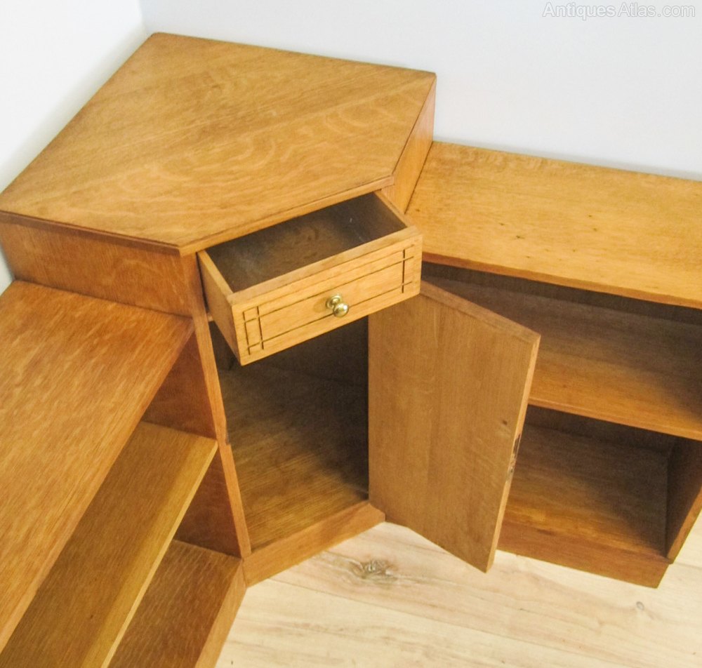 Heals Oak Art Deco Corner Bookcase Antiques Atlas