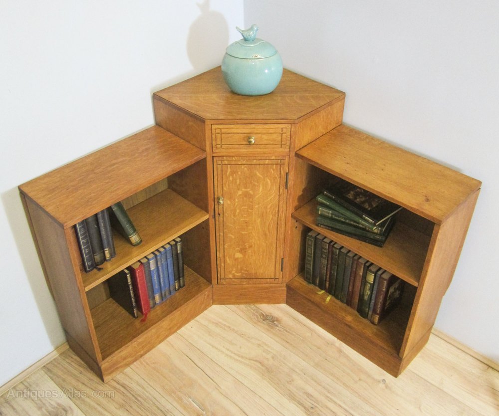 Heals Oak Art Deco Corner Bookcase Antiques Atlas