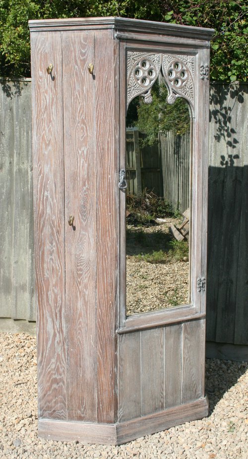 Victorian Limed Oak Gothic Corner Coat Cupboard Antiques Atlas