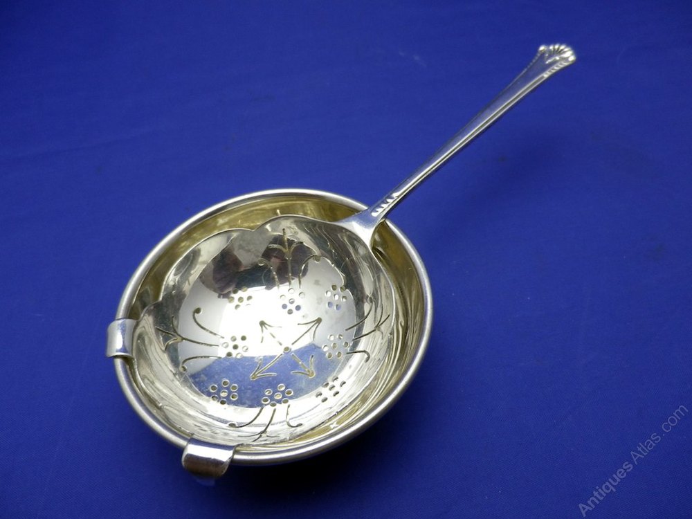 Antiques Atlas 1957 Antique Sterling Silver Tea Strainer & Stand