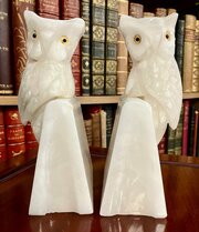 1950s Pair Of Unusual Owl Bookends & Made In Onyx