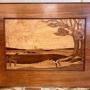 1960s Wooden Marquetry Panel of Fox & Countryside