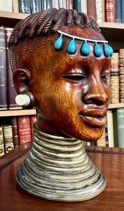 Vintage Carved Wooden Head Of An African Lady 