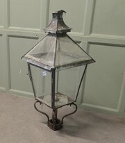 19th C Glass Top Copper Lantern, Street Light