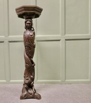 19th Century Carved Oak Caryatid Pedestal