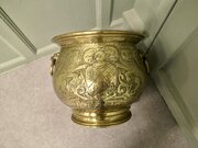 19th Century Gothic Brass Jardiniere With Shields 